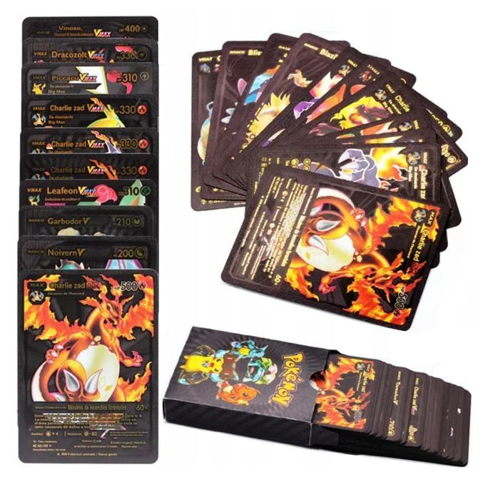 10 PCs / 55 PCs Black Foil Pokémon TCG Cards Box – English Version ...