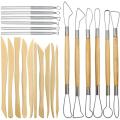 Pottery Clay Sculpting Tools, 22Pcs Wooden Handle Pottery Carving Tools & Metal Scr & Plastic Clay Shaping Tools. 