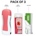 Depilatory Wax Heater, Wax Roll On Heater, wax machine 3 in 1 Depilatory Roll On Heater Waxing with Epilator Machine Cartridge Heater for Skin Underarm Hair Removal Face Skin Care Tool. 