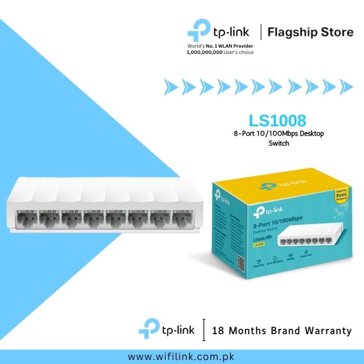 TP-Link Network Desktop Switch LS1008 8-Port 10/100Mbps - 18 Months Brand Warranty