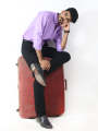 AZ Men's Formal Dress Shirt Plain Purple. 