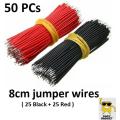 Pack of 50 ( 25+25 ) Black/Red HQ Copper 8 cm Connecting Jumper Wire Extension Cable Circuit For Board Soldering DIY Projects DC Motors, Pumps. 