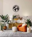 World Map Wall Clock - Wooden Wall Clock Modern Design 3D Stickers Hanging Clock Decorative Watch Home  Wall Clocks. 