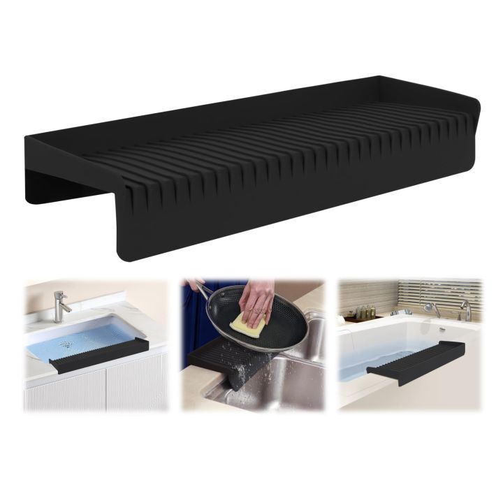 Multifunctional Sink Protector Easy-clean Stainless Steel Splash Guard Granite Silicone Edge Protector for Kitchen Bathroom