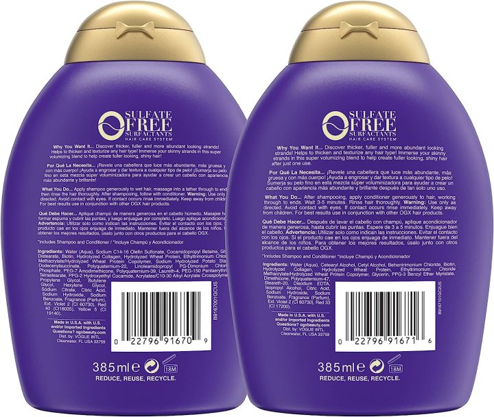 Sulfate%20Free%20OGX%20Shampoo%20Conditioner%20Thick%20&%20Full%20+%20Biotin%20&%20Collagen%20385ml%20-%20Image%202