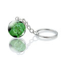 Clover Keychain Four Leaf Clover Glass Bal L Double Side Pendant Metal Keyring Lucky Jewelry Gift. 
