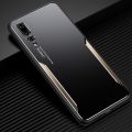 For Huawei P20 Pro Electroplated Metal Back Panel Soft TPU Bumper Double Shockproof Protective Cover Compatible case. 