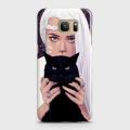 Samsung Galaxy S7 Edge Cover - Trendy Wild Black Cat Printed Hard Case With Life Time Colors Guarantee. 