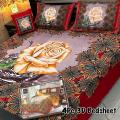 4 Piece 3D Crystal Cotton Bedsheet | Double Size Bedsheet | Poly Cotton Bedsheet | King Size Bedsheet with 3 pillow and 1 Double Size Bedsheet. 