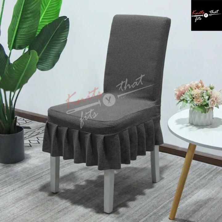 Frill Chair Covers Pack of 8- Dining Chair Slipcovers- For Arm Less