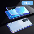 Biruiqu For OPPO Reno 6 Pro Magnetic Absorption Case Metal Frame Shockproof Double Sided Tempered Glass Magnetic Case Cover. 