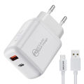 Maxon PD - F-100 Super Fast Charger- Type C To Lighting Cable- 20W PD Fast Charging-  QC3.O USB-A Output- High Quality Fast Charger-  Compatible With Android & iOs Devices. 