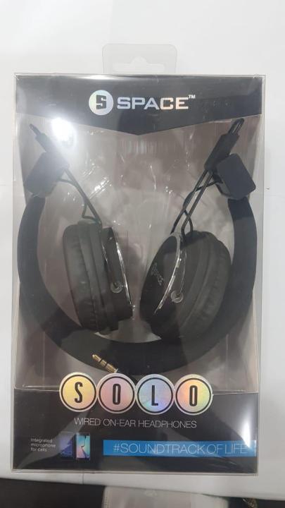 SPACE Solo Wired On-Ear Headphones - Black