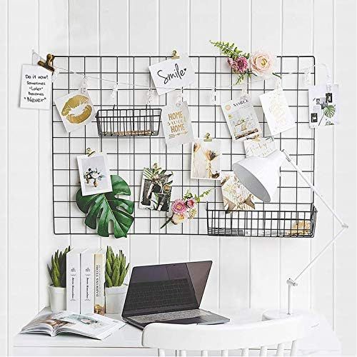 Large Wall Grid Home Décor Metal Grid wall hanging Office Storage and Organizer Photo grid Plant Hanging Minimalistic Aesthetic Desk Decorations