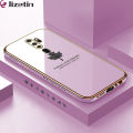 Jizetin (Free Lanyard) for OPPO A5 2020 / A9 2020 Back Cover Luxury 6D Plating Soft Casing Silicone Square Frame Phone Case Shiny Bling Back Cover Maple leaf New design Side Drawing Case. 