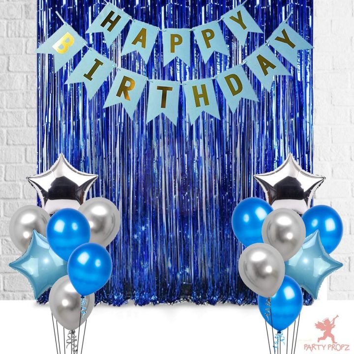 17Pcs Happy Birthday Decoration Combo for Birthday Decoration for Boys, Blue Birthday Decoration, Party Supplies