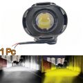 1 Pc Economy Series Round Bike Headlight Spotlight – Single Lens LED Fog Light Yellow White Beam Universal Fit. 