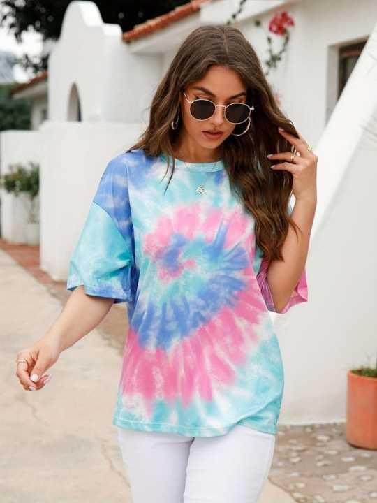 New Summer girls and Women  Tie-Dye  T- shirt natural Design ( Premium Quality  Material )