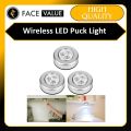 Face Value Wireless LED Puck Light, Stick-Anywhere Closet Portable Tap Push Button Stair-Wall Lights for Cabinet, Hallway, Bathroom, Bedroom, Kitchen, 3 Battery Operated Low White Light, Pc1. 