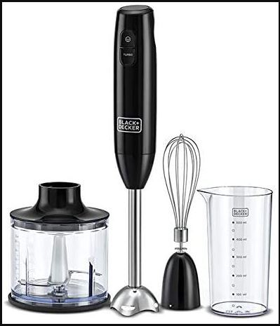 Black & Decker 600W 3-In-1 Hand Blender With Chopper Black HB600-B5