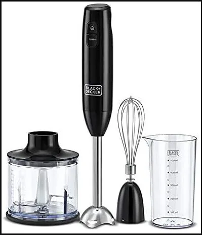 Black & Decker 600W 3-In-1 Hand Blender With Chopper Black HB600-B5