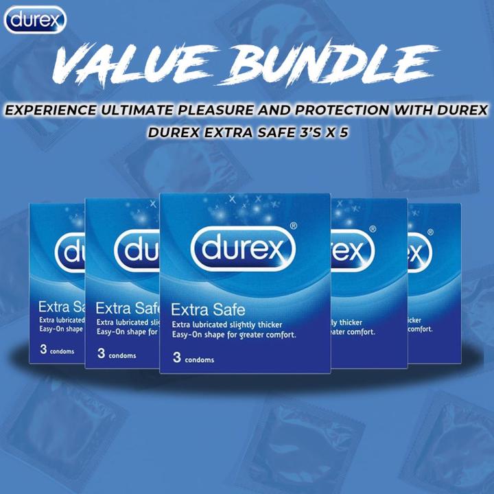 Durex Pack of 3 - Durex Condoms Extra Safe Extra Thick Safety Condoms 3's x 5