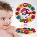 Wooden Toy Colorful Clock Toy Digital Geometry Cognitive Matching Clock Toy Baby Kids Early Educational Toy. 