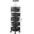Movable Rotating Shelf Multi-Function 3/4/5 Layers Round Vegetable Fruit Home Organizer Kitchen Storage Rack With Wheels. 