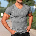 Summer T-shirt V-neck Men Casual Sports Pullover Top. 
