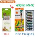 Acrylic Paint Color 12 Pcs New Packaging High Quality Bright Colour For Professional Painting Canvas Board &  Sketch Book. 
