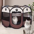 Portable Folding Pet Tent Dog House Octagonal Cage For Cat Tent Playpen Puppy Kennel Easy Operation Fence Outdoor Big Dogs House     37X58CM open 90X90X60CM. 