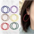 Pairs of 6 Multicolor Round Hoop Earrings For Women and Girls. 