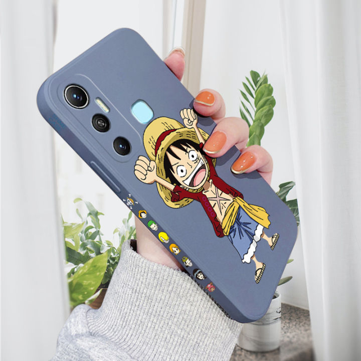 AMORVOR for Infinix Hot 11 Back Cover Anime One-Piece Luffy Side design Soft Case Liquid Silicone Phone Cases