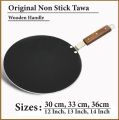 Tawa Non stick 12 inches 13 inches 14 inches Non Stick Tawa Wood Handle for Chapatti & Dossa Naan Bread  Nonstick fry Pan Roti Tava Non-Stick Cookware set Paratha Pan Baking Disk Wooden Handle Long Usage Durable Quality Tawa for Roti 30cm 32cm 34cm. 