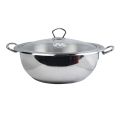Alpha_ Stainless Steel Cooking Wok-Encapsulated Double Bottom  Stainless Steel Karahi Pot With Glass Lid (30cm) .. 