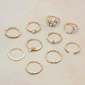 10Pcs/Set Moon Star Golden Rings Women Bohemian Jewellery Set Gifts Accessories And Girls Fashion Jewellery Set Gift. 