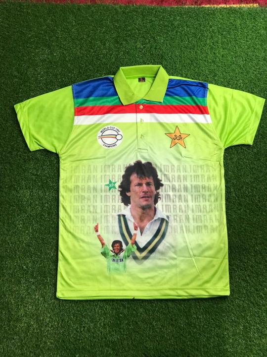 Vintage Pakistan cricket jersey 1992 with Imran Khan Photo for men's for outdoor and indoor