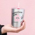 2 Way Drinking HOHO Aesthetic Glass Cup'' Straw Tumbler Glass Drinking Bottle 350ml Coffee Tumbler, Leak-Proof Travel Cup. 
