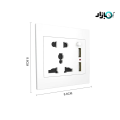 Multi Socket Switch with Dual USB Port Wall Power Socket, High Voltage controller, Hi Speed USB Multi Switch, 13 AMP 5 V Multi Switch Socket Type  C for Mobile Charging. 