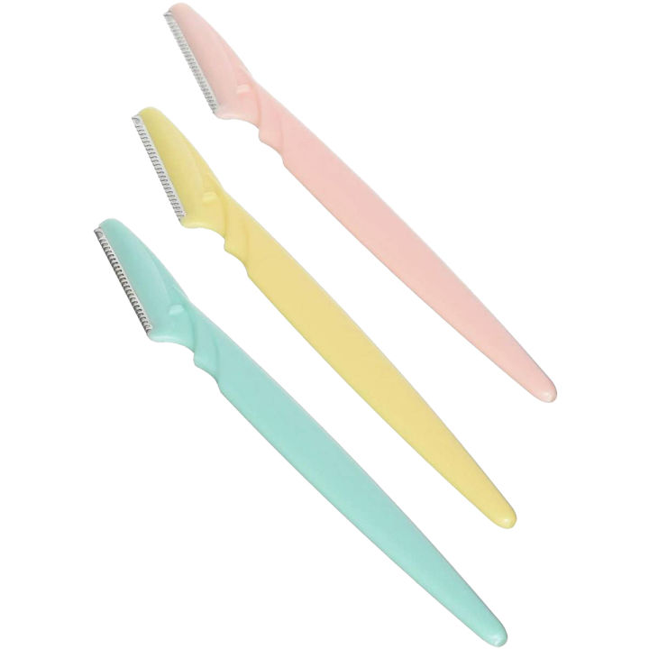Pack of 3 Facial Hair Razors for Women Plastic and Stainless Steel