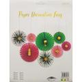FLAMINGO THEME PAPER FAN SET PACK OF 8 FLAMINGO PAPER FANS. 