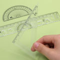 4Pcs/Set 4 in 1 Straight Triangle Ruler Set Plastic Transparent Ruler Protractor Triangle Ruler Measure Draw School Office Supplies School Office Supplies. 