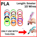 3D PEN FILAMENTS PLA 10 Multicolor Refills for 3D Printing Pen 5 Meter Length Each. 