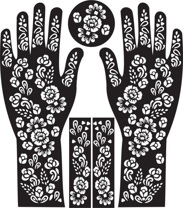 5 Pieces Arabic Bridle Beautiful Henna Mehndi Bridal Stencils Mehandi Stickers Party Favors Style-4