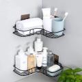 Self-Adhesive Corner Metal Rack for Bathroom Storage Shelves, Bathroom Storage Rack Corner, Bathroom Corner Shelf Organizer Storage, Bathroom Shelf/Shelves Corner, Pack Of 1 - Black. 