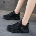 IELGY Fashion Plus Size Shoes Women's Thick Sole Heightening Sneakers Mesh Breathable Shoes. 