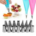 Cakeware 12 Piece Cake Decorating Set Frosting Icing Piping Bag Tips With Steel Nozzles. 