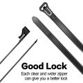 NCANRUI Releasable Zip Ties 12Inch Heavy Duty Zip Tie Thick Black Cable Ties 100Lb Tensile Strength Nylon Cable Wire Ties 100Pcs. 