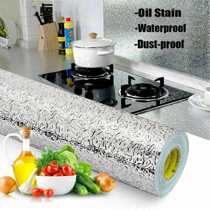 New Multipurpose Kitchen Cabinet Oil Resistant Sticker Self-adhesive Aluminum Foil Wallpaper High Temperature Kitchen Cabinet Wall Sticker