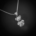 Classic Fashion Pop Two Tone Bear Pendant Necklace Ladies Daily Accessories Birthday Gifts. 